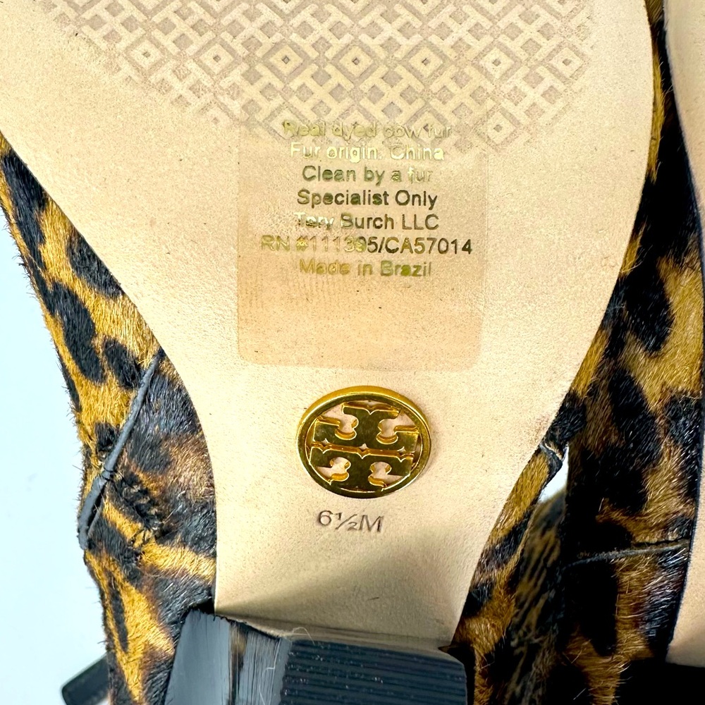 Tory Burch Leather Genuine Calf Hair Leopard Print Lila Pointed Toe Ankle Bootie - Picture 14 of 15